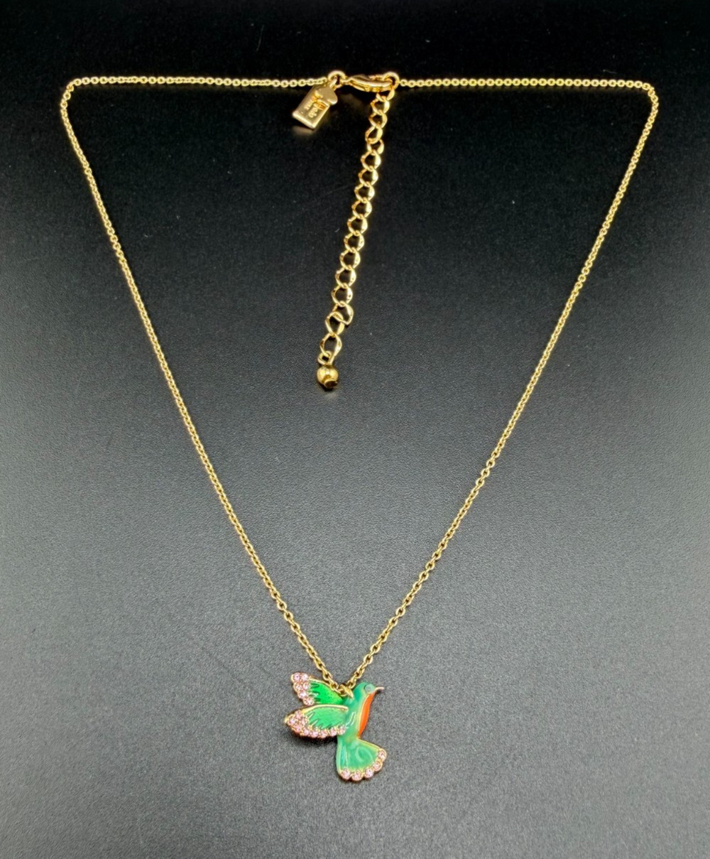 Kate Spade Gold Plated Hummingbird Charm Chain Necklace 16-18"